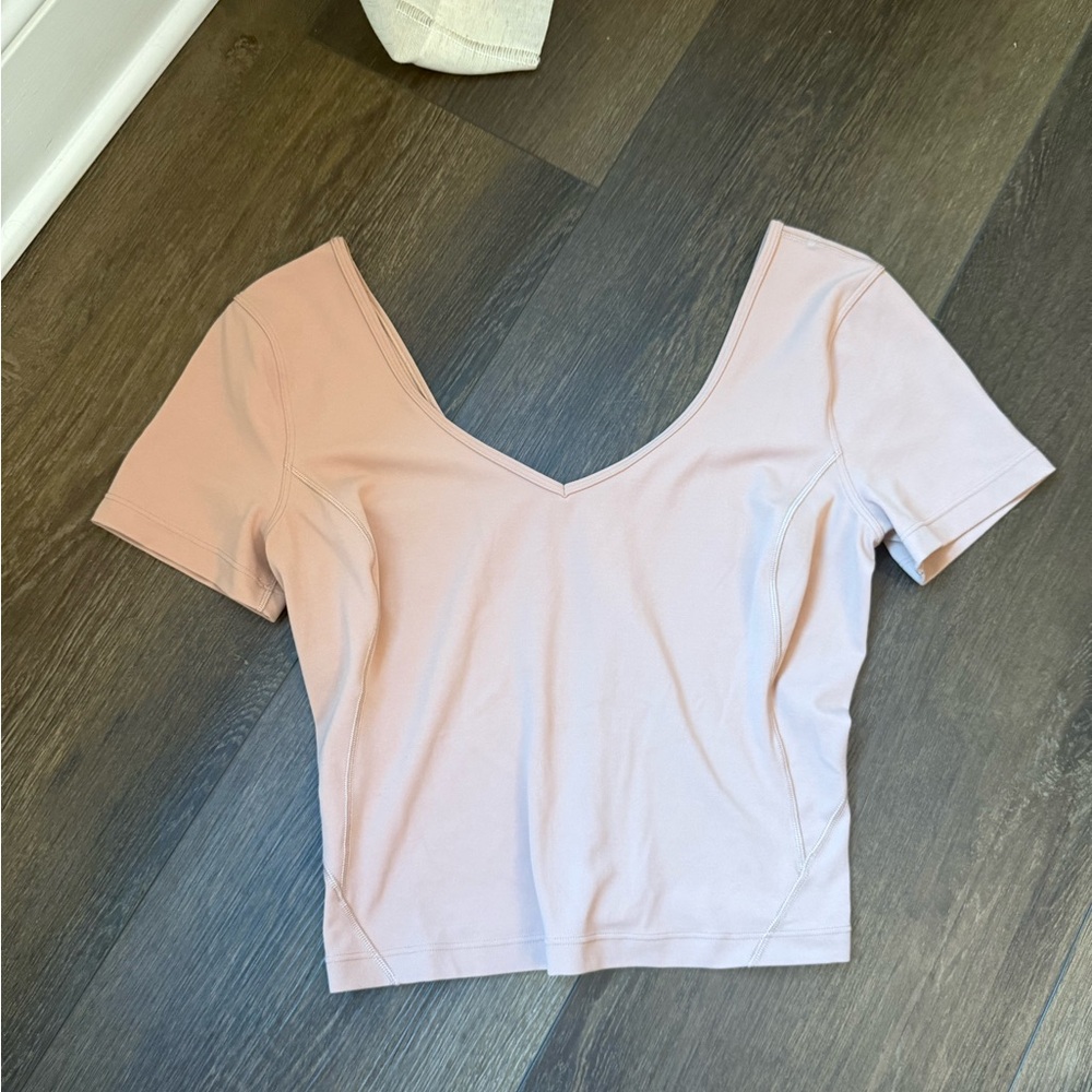 Lululemon Athletica Light Pink V-Neck Crop Top